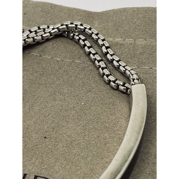 David Yurman Sterling Silver & Onyx ID Bracelet Double Box Chain Link 8.5” - Picture 8 of 9